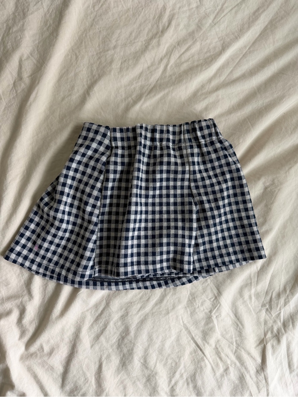 Zara Navy and White Gingham Pleated Kids Skirt